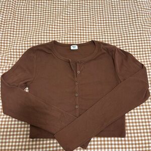 Sunday Best Chocolate Button-Up crop Top